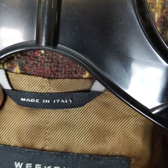 MaxMara Weekend Women 100% Virgin Wool Blazer Jacket Size US 6 Brown Plaid - Picture 8 of 10